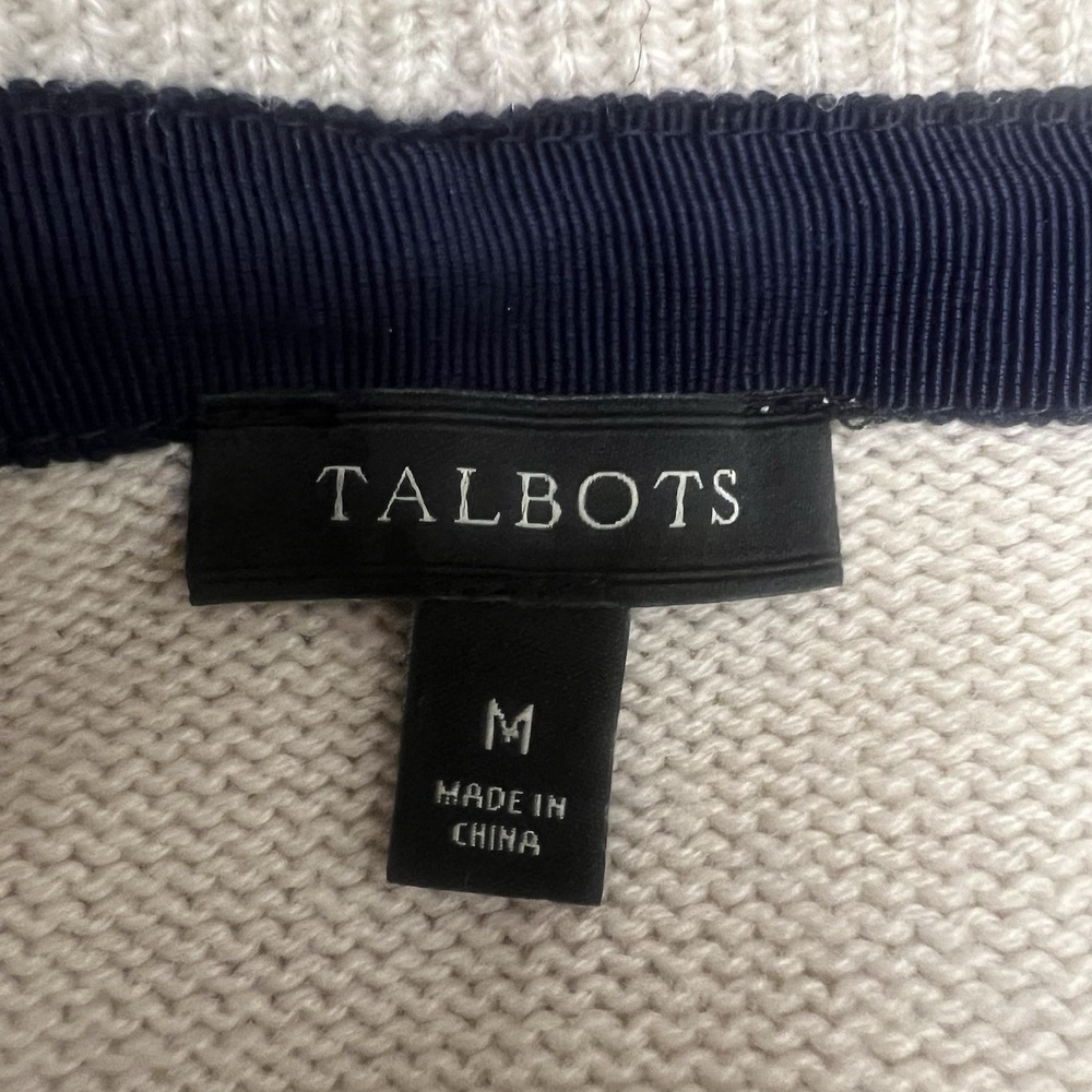 TALBOTS Women's Stripe‎ Open Front Lambs Wool Blend Cardigan Sweater Medium - Picture 7 of 8
